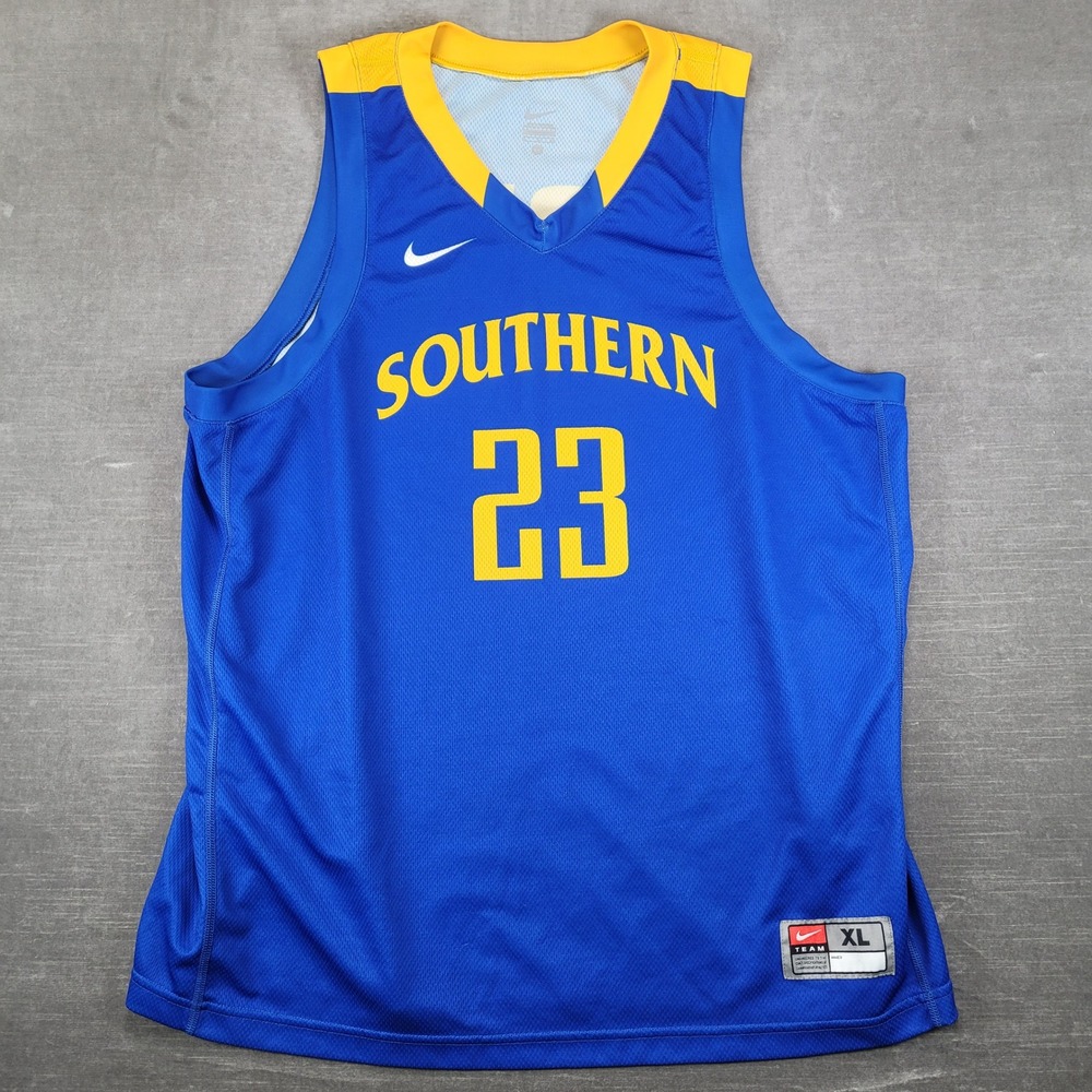 Nike Team Southern 23 Basketball Jersey Mens XL Blue Yellow Mesh NCAA Collegiate